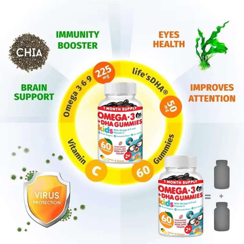 Omega 3 Fish Oil - Omega 3 Vegetarian Gummies, Suitable for